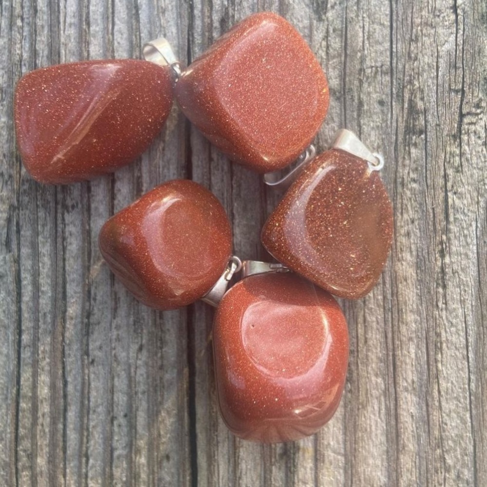ONE goldstone sparkly crystal pendant